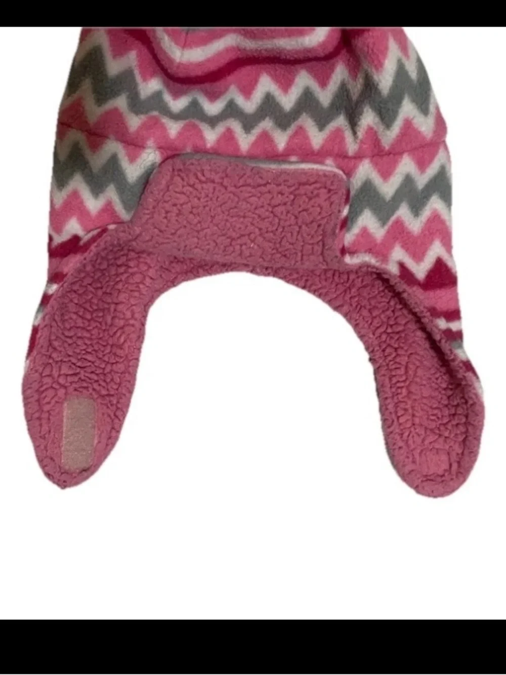 Fleece Knit Winter Beanie Hats & Mitten Baby Toddler Girls Pink & Cream Chevron